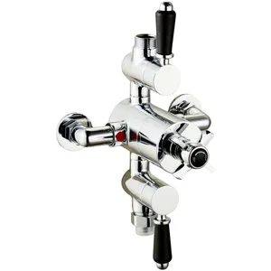 Traditional Antique Brass Exposed Shower Valve with White Levers – photo 2