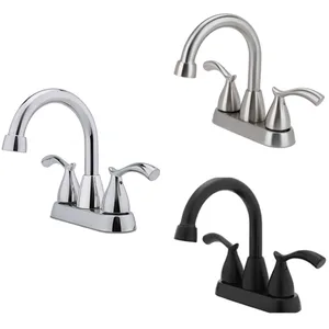 Matte Black Two-Handle Centerset Basin Faucet with Gooseneck Spout – photo 2