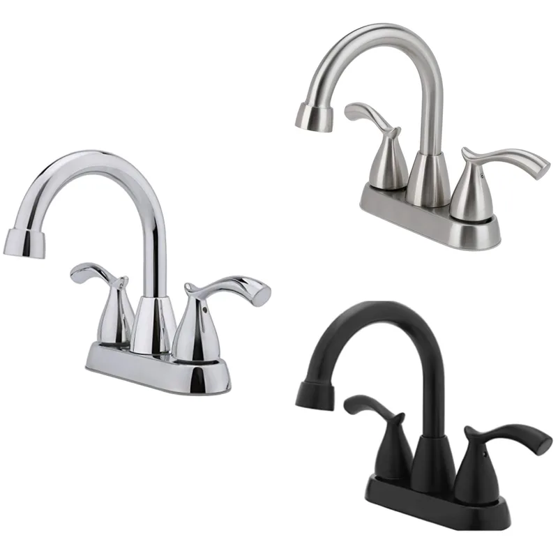 Matte Black Two-Handle Centerset Basin Faucet with Gooseneck Spout – photo 2