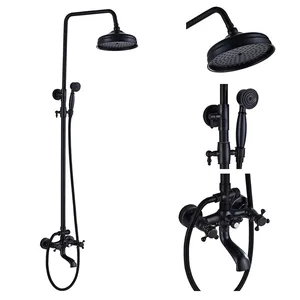 Antique Brass Exposed Shower System with Rain Head, Hand Shower and Bath Spout – photo 2