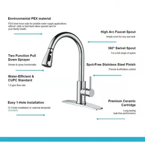 Chrome Pull-Down Kitchen Faucet with Deck Plate – photo 5