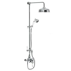 Traditional Chrome Rigid Riser Bath Shower with Rain Head and Handset – photo 4