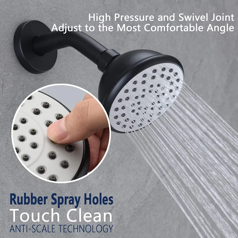 Matte Black Tub and Shower Trim Kit with Round Head and Tub Spout – photo 4