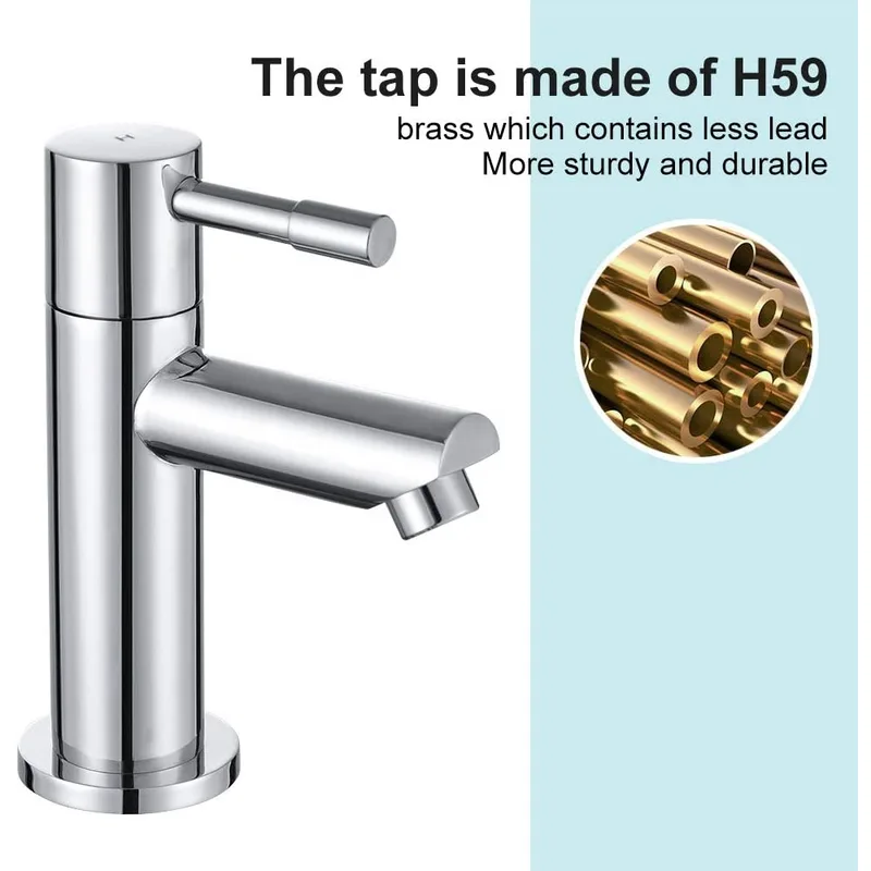 Chrome Round Modern Basin Pillar Taps (Pair) – photo 2