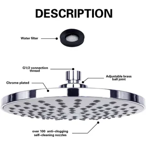Round Rainfall Shower Head with Wall Arm – photo 4