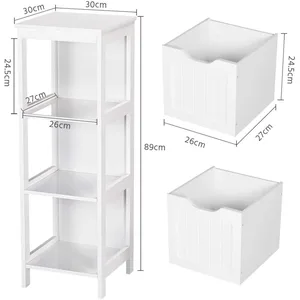 White Freestanding Bathroom Floor Cabinet with Two Drawers – photo 2
